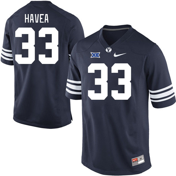 Men #33 Dallin Havea BYU Cougars College Football Jerseys Stitched Sale-Navy